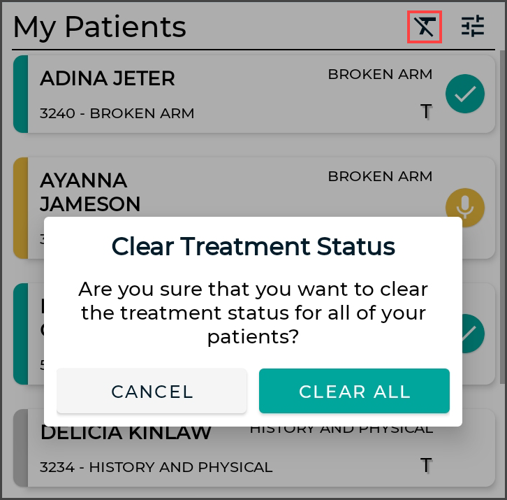 Clear Treatment Status for All Patients